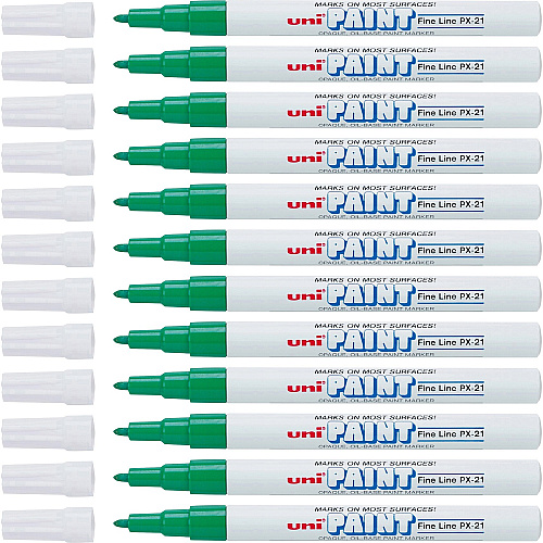 uni-ball uni&reg; uni-Paint PX-21 Oil-Based Marker Fine Marker Point - Green Ink - Oil Based - 1 Dozen (63704DZ)