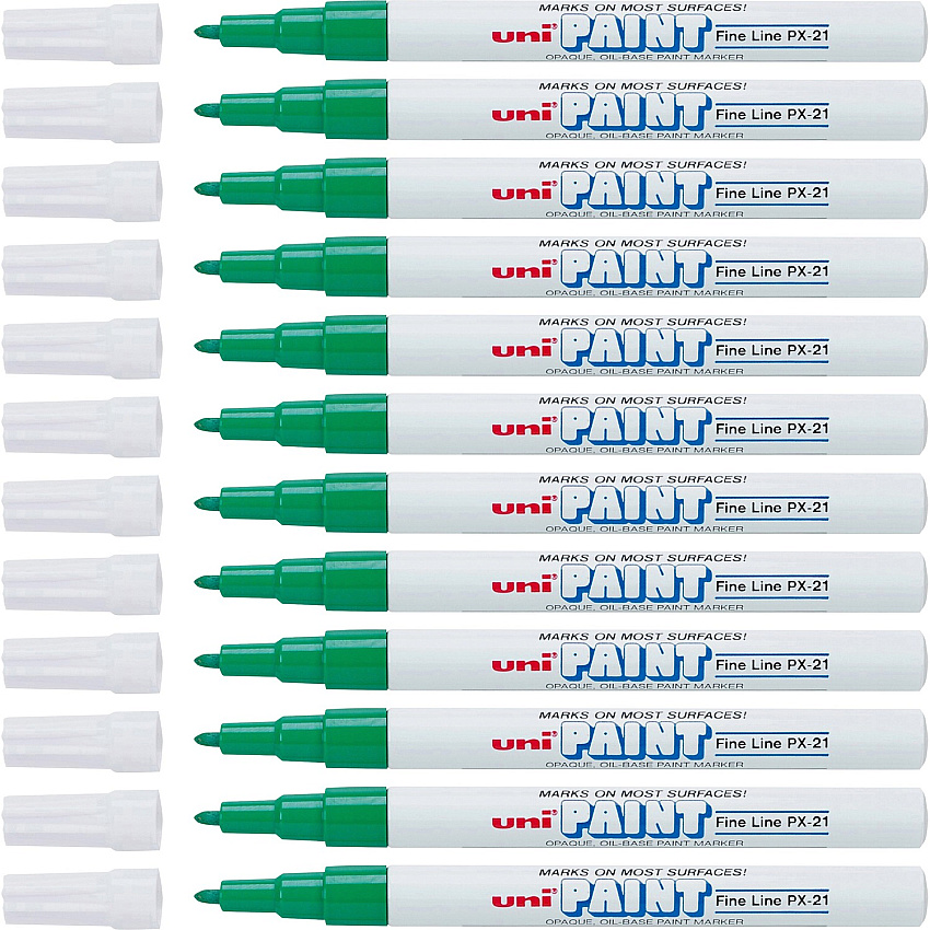 uni-ball uni&reg; uni-Paint PX-21 Oil-Based Marker Fine Marker Point - Green Ink - Oil Based - 1 Dozen (63704DZ)