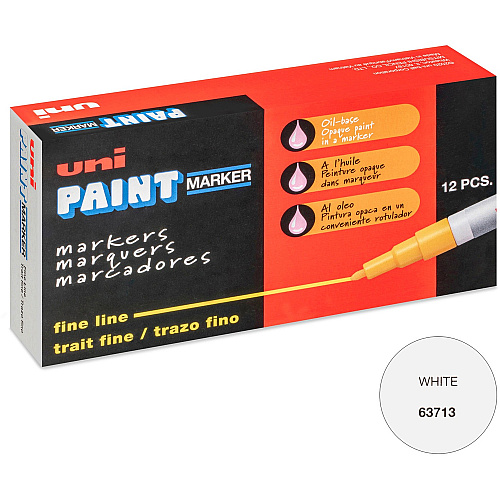 uni-ball uni&reg; Uni-Paint PX-21 Oil-Based Marker Fine Marker Point - White Ink - Oil Based - 1 Dozen (63713DZ)