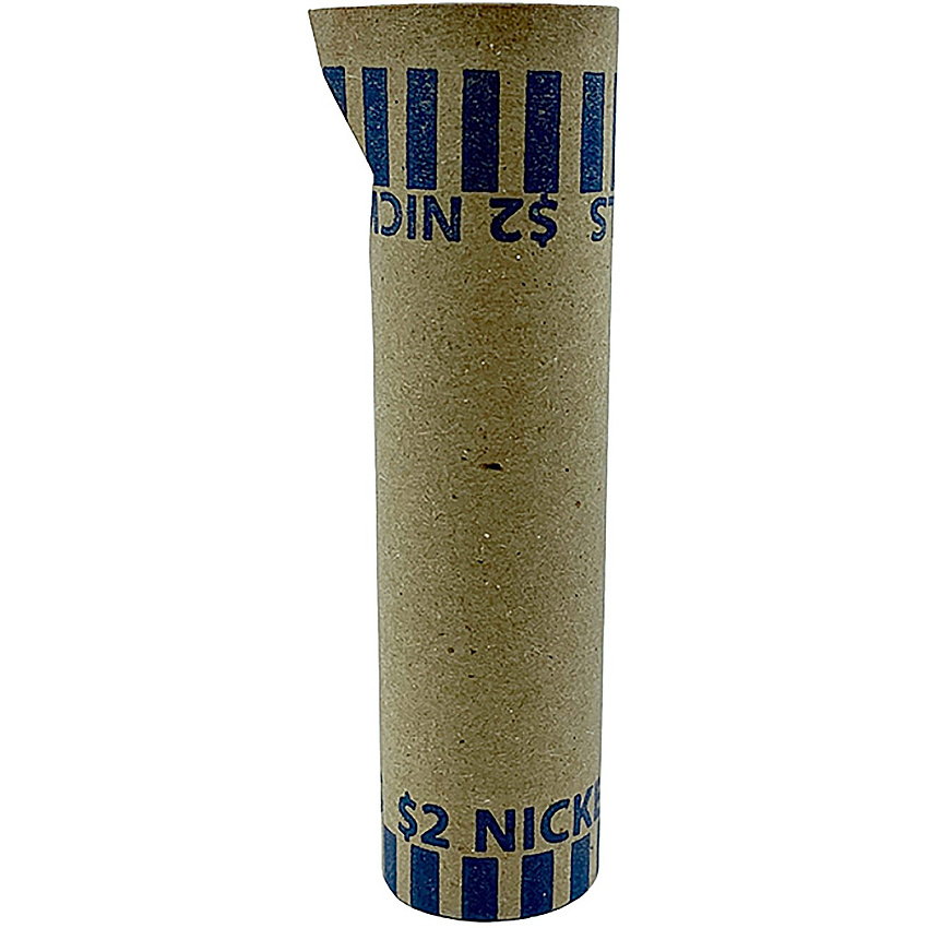PAP-R Tubular Coin Wrappers Total $2.00 in 40 Coins of 5¢ Denomination - Heavy Duty, Burst Resistant - Kraft - Blue - 1000 / Box (20005)