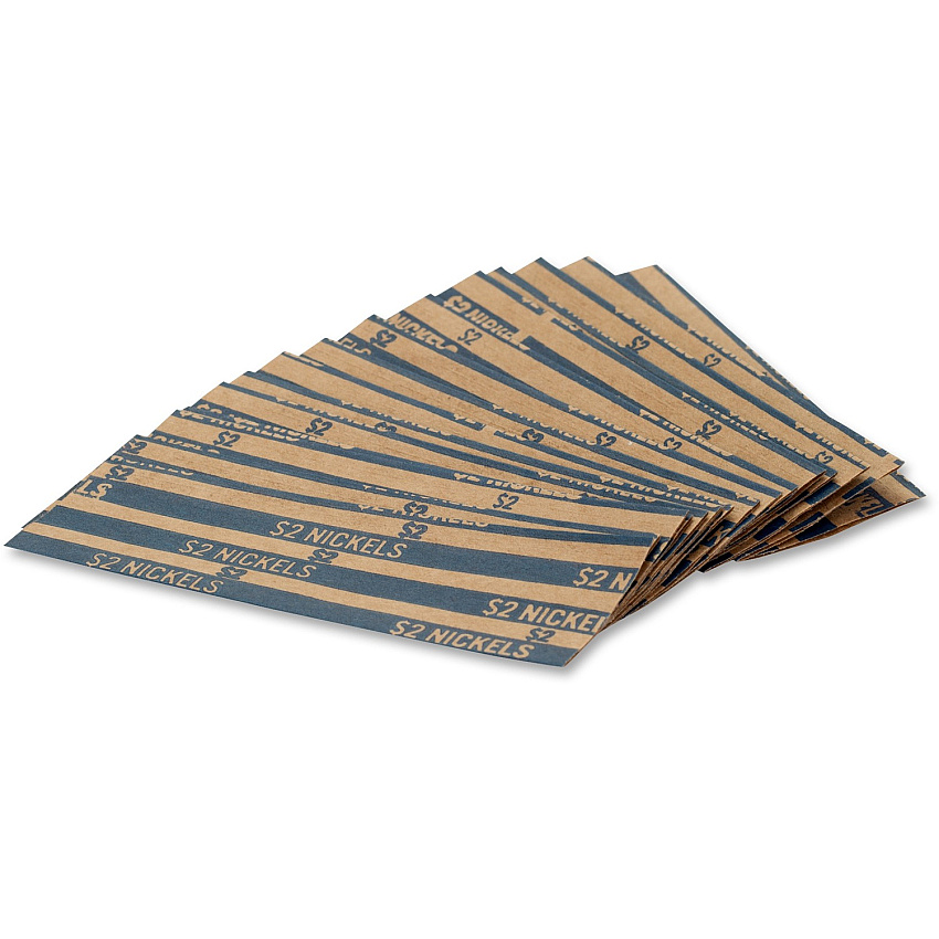 PAP-R Flat Coin Wrappers Total $2.00 in 40 Coins of 5¢ Denomination - Heavy Duty - Paper, Kraft - Blue - 1000 / Box (30005)