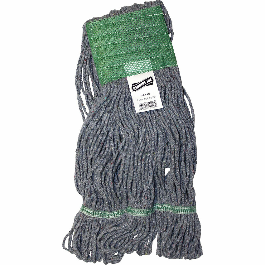 Genuine Joe 5" Headband Earth Mop Refill Medium - Quick Drying - Polyester Fiber - Blue - 1 Each (GJO20116)