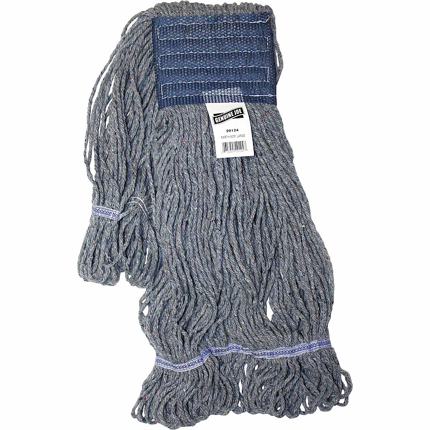 Genuine Joe 5" Headband Earth Mop Refill Large - Quick Drying - Polyester Fiber - Blue - 1 Each (GJO20124)