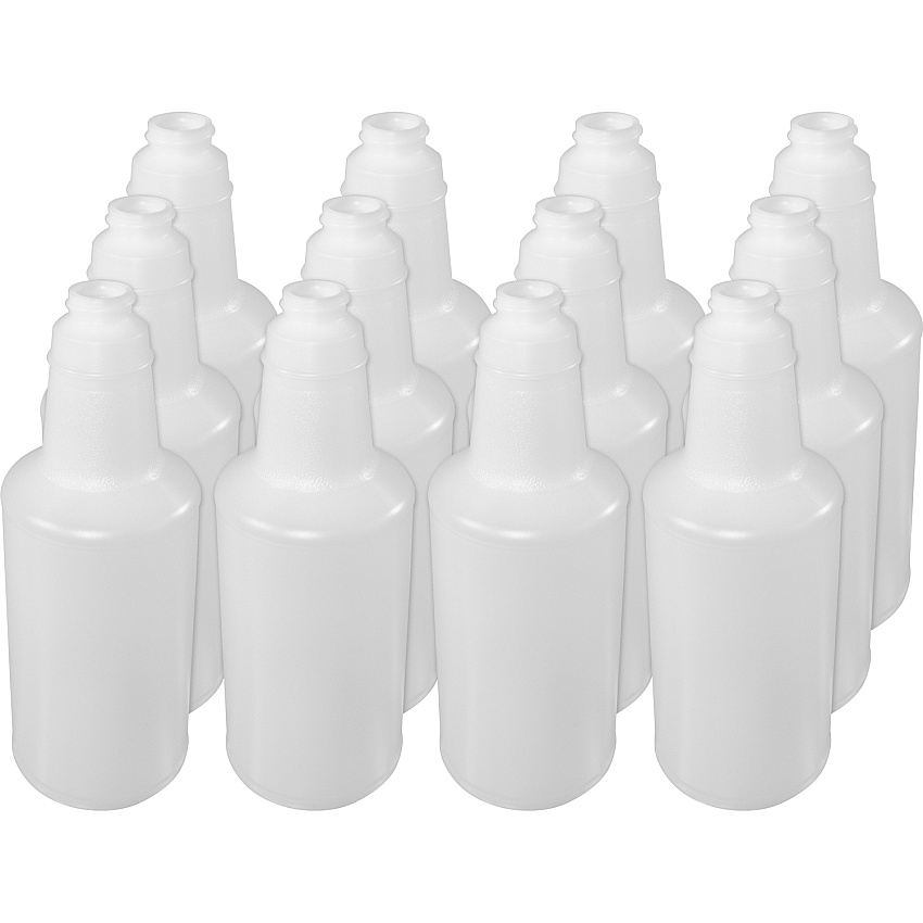 Genuine Joe Plastic Bottle with Graduations Suitable For Cleaning - Lightweight, Durable, Graduated - Translucent - 12 / Carton (GJO85126)