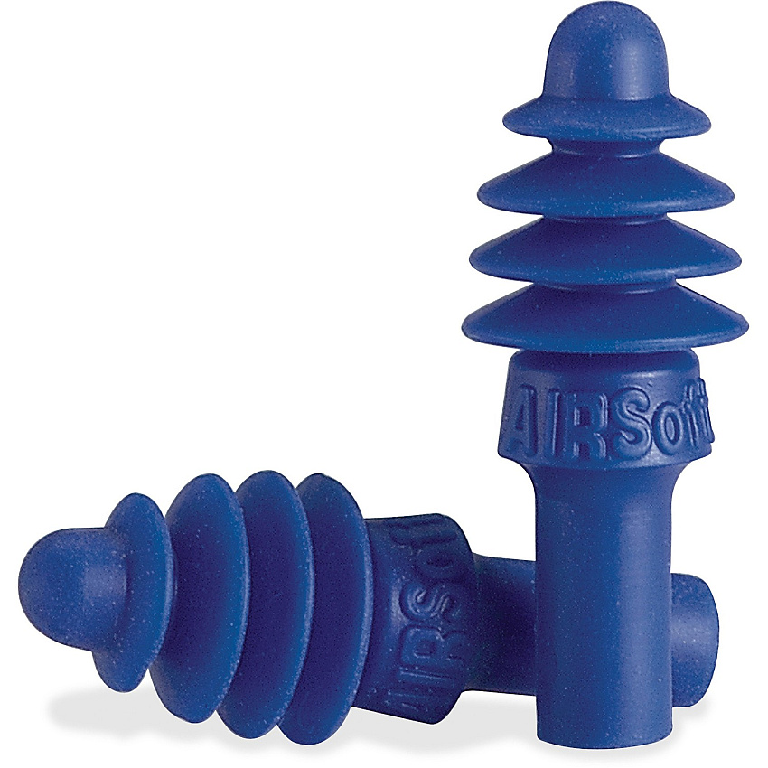 Howard Leight AirSoft Uncorded Earplug Noise Protection - Thermoplastic Elastomer (TPE) - Blue - Uncorded, Comfortable - 100 / Box (DPAS1)