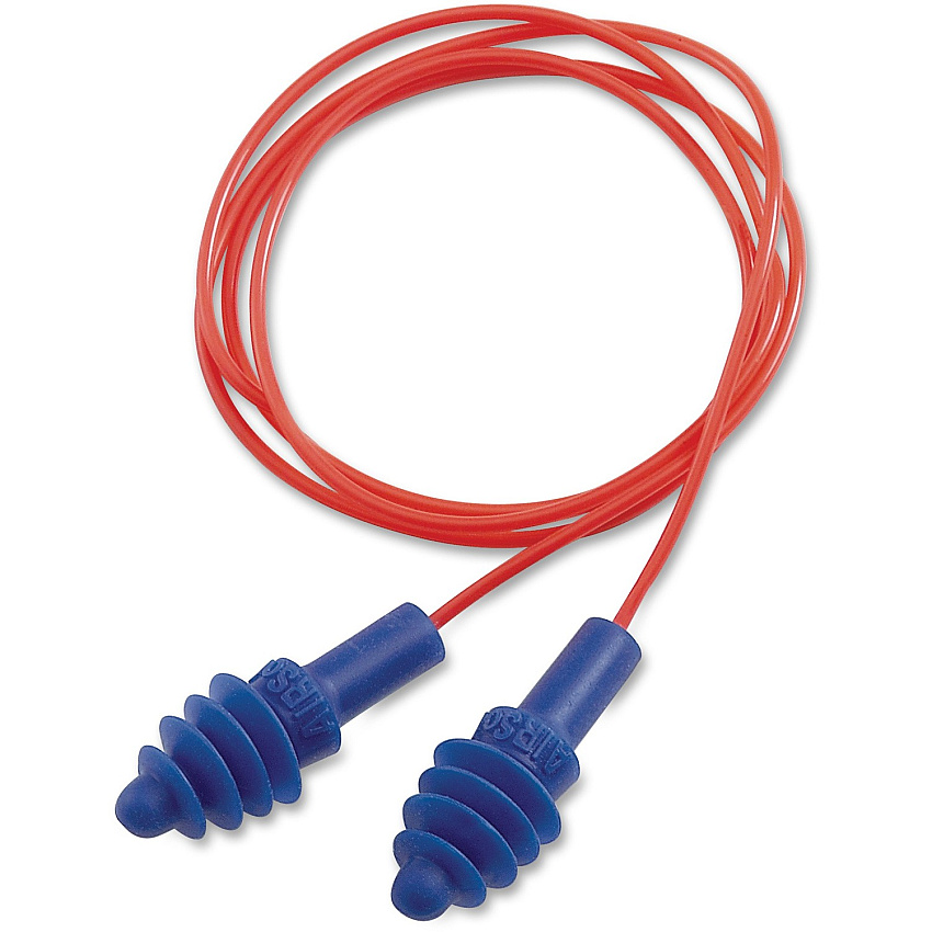 Howard Leight AirSoft Polycord Earplugs Noise Protection - Thermoplastic Elastomer (TPE) - Red - Corded, Comfortable - 100 / Box (DPAS30R)