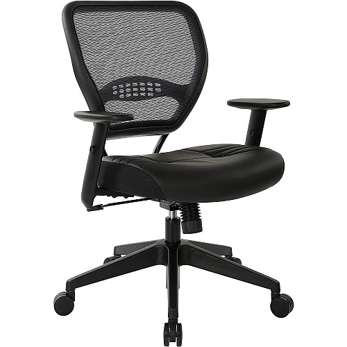 Office Star Professional Dark Air Grid Back Managers Chair Leather Seat Material - 5-star Base - Black - 1 Each (5700E)
