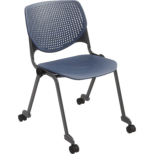KFI "2300" Series Stack Chair Navy Seat Color - Polypropylene Seat Material - Navy Back Color - Polypropylene Back Material - Silver, Powder Coated Frame Color - Tubular Steel Frame Material - Four-legged Base - 1 Each (CS2300P03)