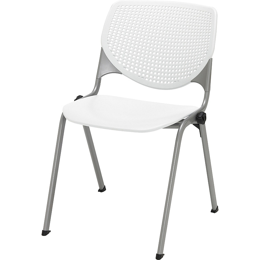 KFI "2300" Series Stack Chair White Seat Color - Polypropylene Seat Material - White Back Color - Polypropylene Back Material - Silver, Powder Coated Frame Color - Tubular Steel Frame Material - Four-legged Base - 1 Each (2300SLP08)