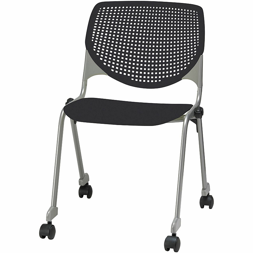 KFI "2300" Series Stack Chair Black Seat Color - Polypropylene Seat Material - Black Back Color - Polypropylene Back Material - Silver, Powder Coated Frame Color - Tubular Steel Frame Material - Four-legged Base - 1 Each (CS2300P10)