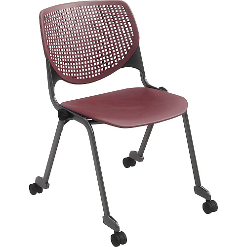 KFI "2300" Series Stack Chair Burgundy Seat Color - Polypropylene Seat Material - Burgundy Back Color - Polypropylene Back Material - Silver, Powder Coated Frame Color - Tubular Steel Frame Material - Four-legged Base - 1 Each (CS2300P07)