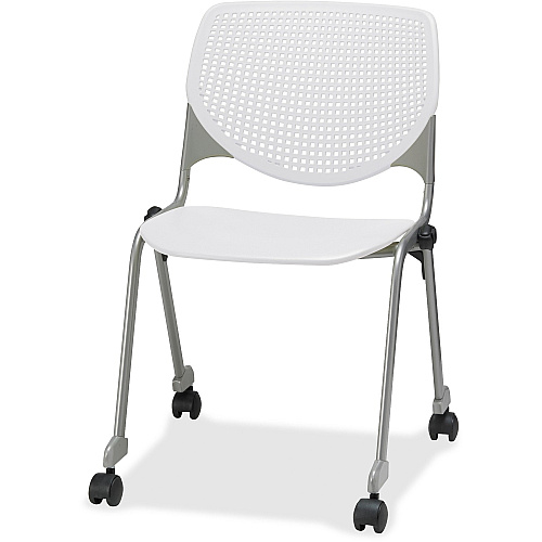 KFI "2300" Series Stack Chair White Seat Color - Polypropylene Seat Material - White Back Color - Polypropylene Back Material - Silver, Powder Coated Frame Color - Tubular Steel Frame Material - Four-legged Base - 1 Each (CS2300P08)
