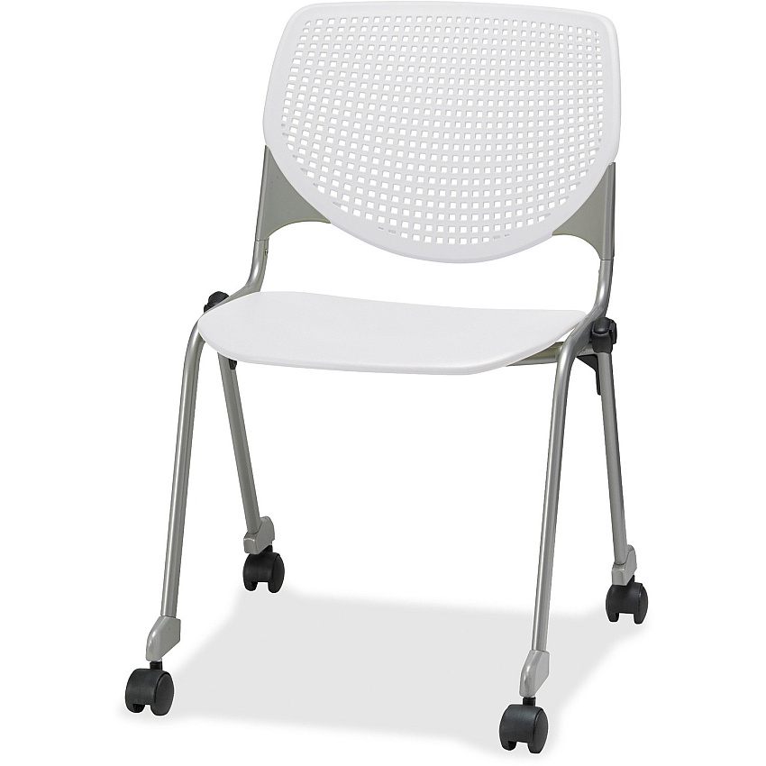 KFI "2300" Series Stack Chair White Seat Color - Polypropylene Seat Material - White Back Color - Polypropylene Back Material - Silver, Powder Coated Frame Color - Tubular Steel Frame Material - Four-legged Base - 1 Each (CS2300P08)