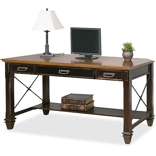 Martin Hartford Writing Desk - 3-Drawer 31" Height x 60" Width x 28" Depth - Total Drawer(s): 3 - 1 Shelve(s) - Material: Wood Veneer - Finish: Vintage Black - AC Power Outlet, USB Connection - For Keyboard, Pencil, Home Office, Decoration - 1 E (IMHF384)
