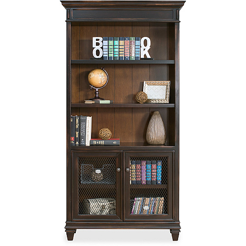 Martin Hartford Bookcase with Lower Doors 78" Height x 40" Width x 14" Depth - 2 Door(s) - 5 Shelve(s) - 3 Adjustable Shelf(ves) - Material: Wood Veneer - Finish: Vintage Black - For Book, Home Office, Living Area - 1 Each (IMHF4078D)