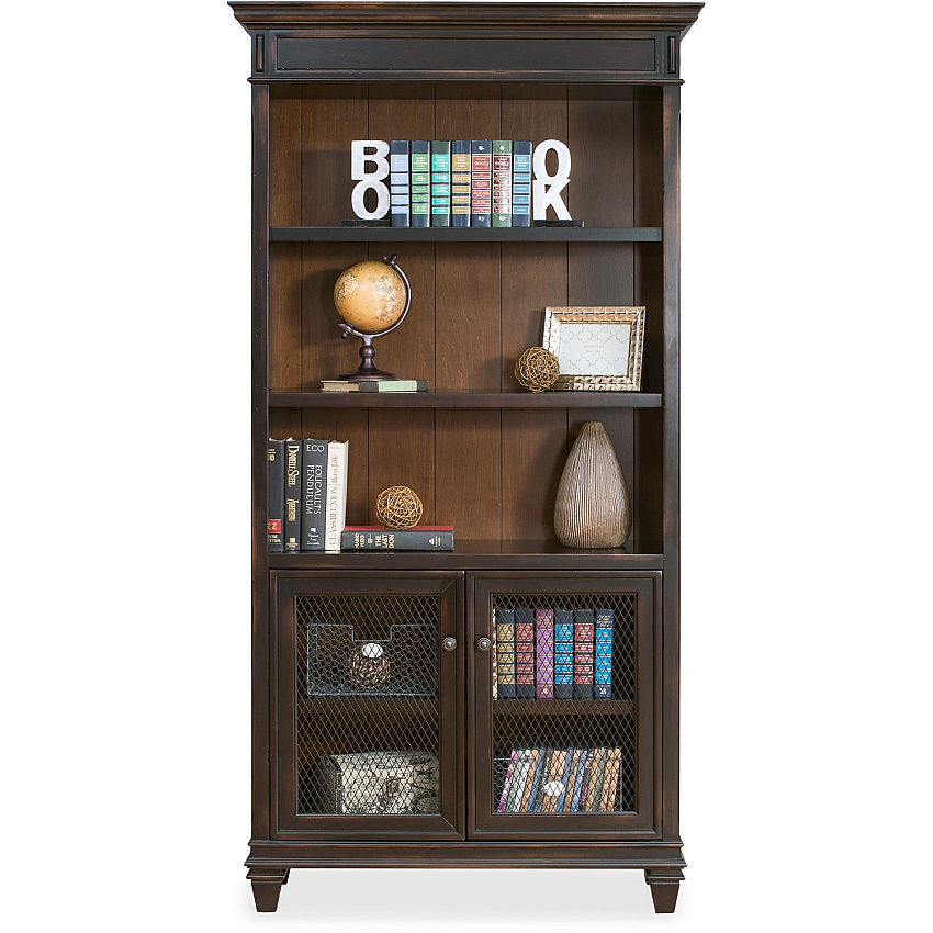 Martin Hartford Bookcase with Lower Doors 78" Height x 40" Width x 14" Depth - 2 Door(s) - 5 Shelve(s) - 3 Adjustable Shelf(ves) - Material: Wood Veneer - Finish: Vintage Black - For Book, Home Office, Living Area - 1 Each (IMHF4078D)