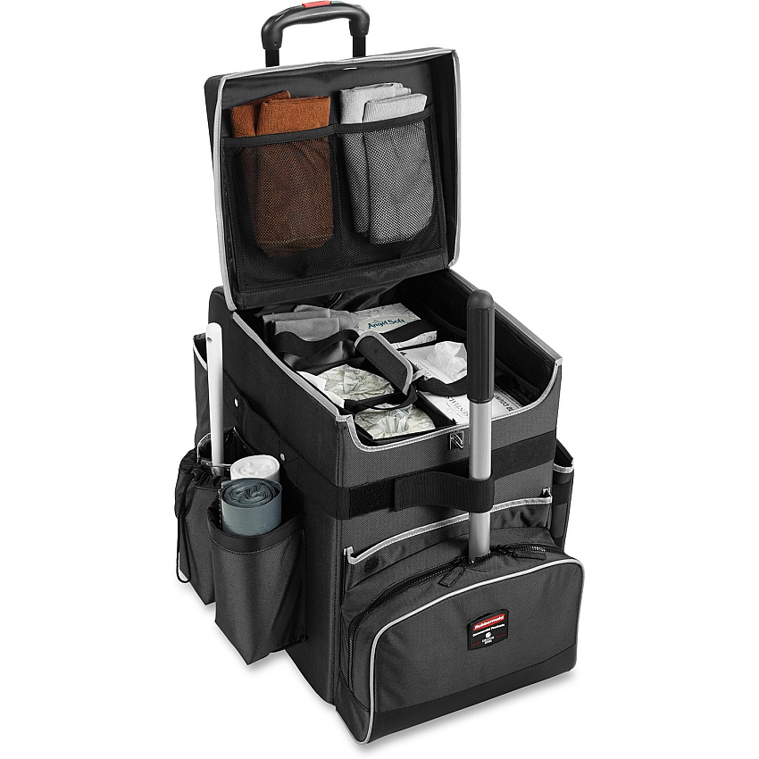 Rubbermaid Commercial Medium Executive Quick Cart Telescopic Handle - 40 lb Capacity - Aluminum, Polyester, Teflon, Polypropylene - 16.50" Length x 14.30" Width x 21" Height - Dark Gray - 1 Each (1902466)