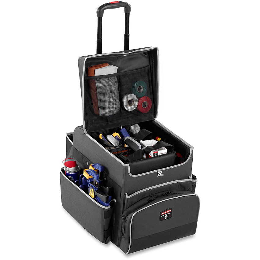 Rubbermaid Commercial Small Executive Quick Cart Telescopic Handle - 30 lb Capacity - Aluminum, Polyester, Teflon, Polypropylene - 16.50" Length x 14.30" Width x 17" Height - Dark Gray - 1 Each (1902467)