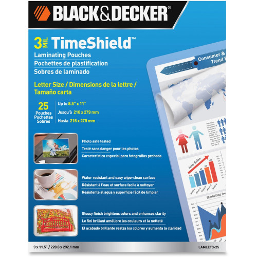 Black & Decker 3 mil TimeShield Letter-size Laminating Pouches (LAMLET325)