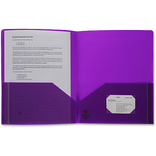 Business Source Letter Portfolio 8 1/2" x 11" - 30 Sheets Capacity - 2 Pocket(s) - Purple - 1 Each (BSN20879)
