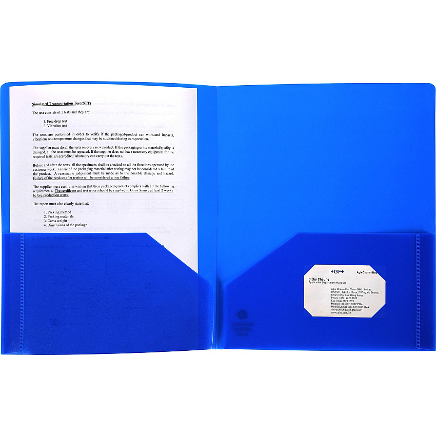 Business Source Letter Portfolio 8 1/2" x 11" - 30 Sheets Capacity - 2 Pocket(s) - Blue - 1 Each (BSN20880)