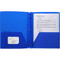 Business Source Letter Portfolio 8 1/2" x 11" - 50 Sheets Capacity - 3 x Prong Fastener(s) - 2 Pocket(s) - Blue - 1 Each (BSN20886)
