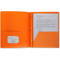 Business Source Letter Portfolio 8 1/2" x 11" - 50 Sheets Capacity - 3 x Prong Fastener(s) - 2 Pocket(s) - Orange - Durable, Spill Resistant, Wear Resistant, Card Holder - 1 Each (BSN20889)