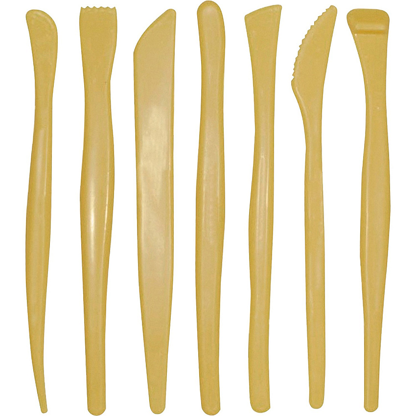 Creativity Street Plastic Modeling Tools Assortment Modelling Clay, Modeling Dough - 4" Height x 6" Length - Yellow - Plastic - 7 / Set (9774)
