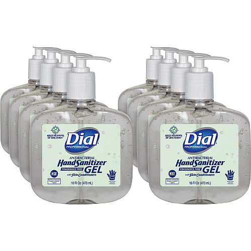 Dial Professional Hand Sanitizer 16 fl oz (473.2 mL) - Pump Bottle Dispenser - Kill Germs, Bacteria Remover - Hand - Moisturizing - Clear - Fragrance-free, Dye-free - 8 / Carton (00213)