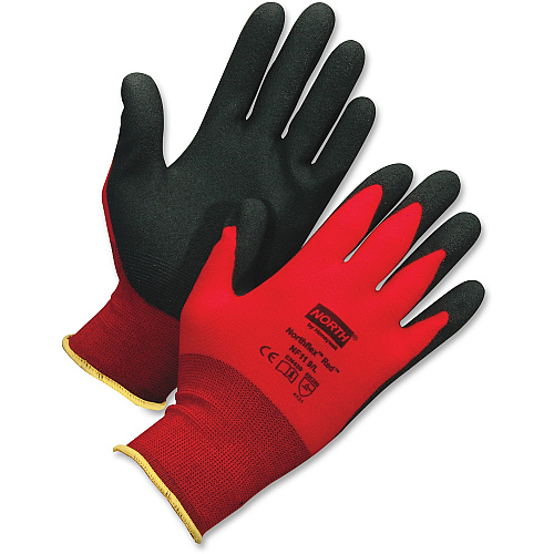 NORTH NorthFlex Red XL Work Gloves Polyvinyl Chloride (PVC) Coating - 10 Size Number - X-Large Size - Red, Black - Soft, Flexible, Lightweight, Comfortable, Firm Wet Grip, Knit Wrist - For Manufacturing, Construction, Agriculture, Municipal Ser (NF1110XL)