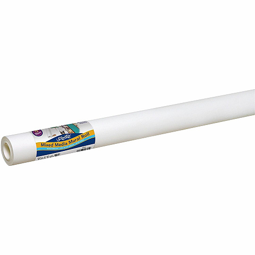 UCreate Mixed Media Paper Roll Art Project, Drawing, Banner, Mural - 1" Height x 36" Width x 30 ft Length - White - 1 Roll (4845)