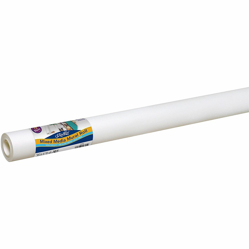 UCreate Mixed Media Paper Roll Art Project, Drawing, Banner, Mural - 1" Height x 36" Width x 30 ft Length - White - 1 Roll (4845)