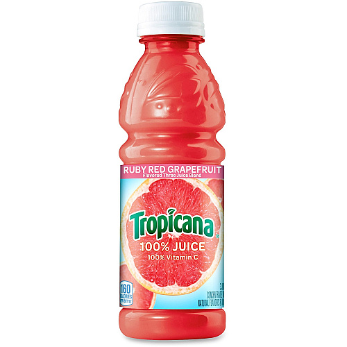Tropicana Bottled Ruby Red Grapefruit Juice 10 fl oz (296 mL) - 24 / Carton (75716)