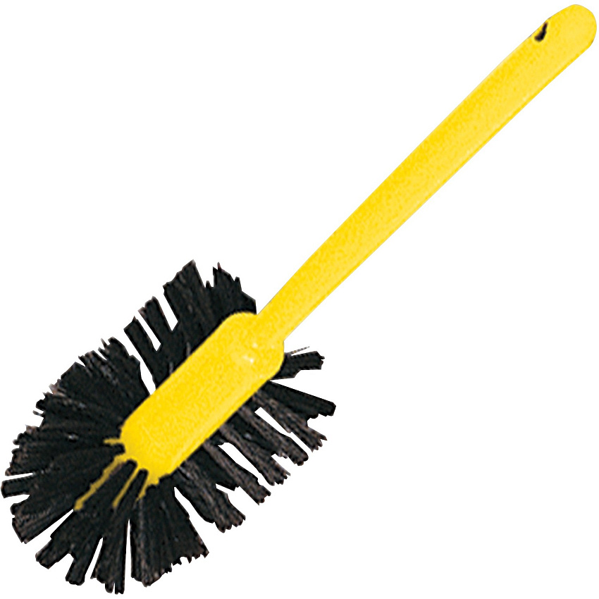 Rubbermaid Commercial 17" Handle Toilet Bowl Brush 1.50" Synthetic Polypropylene Bristle - 17" Handle Length - 18.5" Overall Length - Plastic Handle - Brown, Yellow - 1 Each (632000BRN)