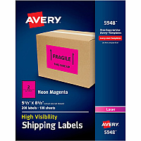 Avery&reg; Neon Shipping Labels, 5-1/2