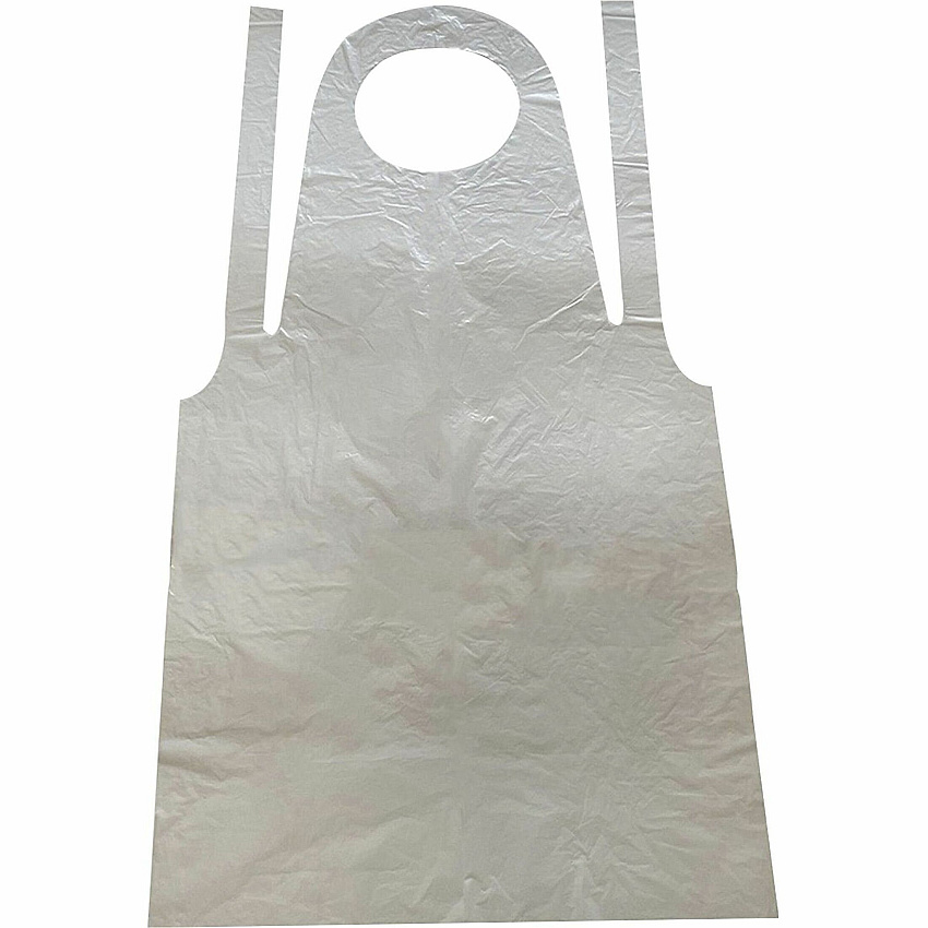 Genuine Joe 50" Disposable Poly Apron White - Polyethylene - 100 / Pack (GJO85141)