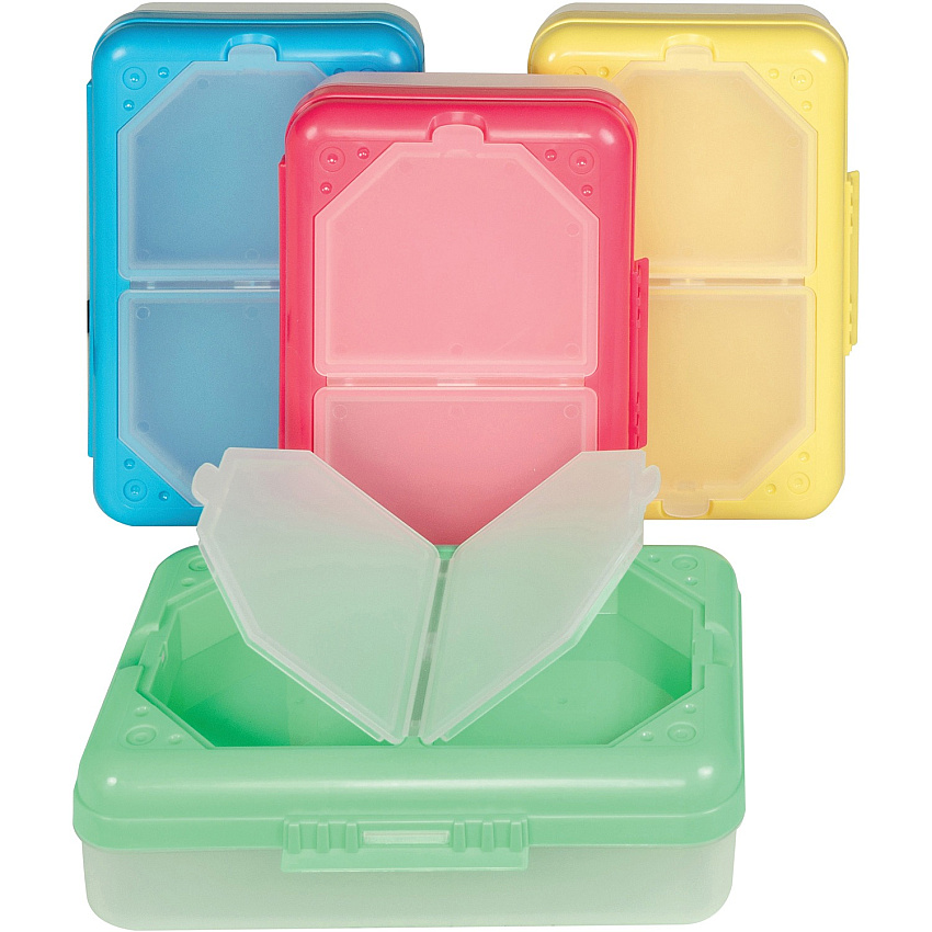 C-Line Storage Box with 3 Compartments External Dimensions: 8.3" Width x 5.4" Depth x 2.4" Height - 3 Dividers - Blue, Aqua, Purple, Pink - For Office Supplies, School Supplies - 1 Each (48500)