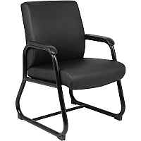Boss Heavy Duty Guest Chair Black Seat Color - Vinyl Seat Material - Black Frame Color - Metal Frame Material - Sled Base - Black - 1 Each (B709)