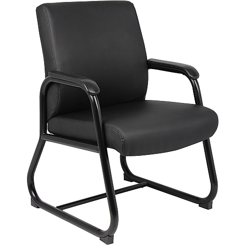 Boss Heavy Duty Guest Chair Black Seat Color - Vinyl Seat Material - Black Frame Color - Metal Frame Material - Sled Base - Black - 1 Each (B709)