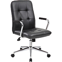 Boss Modern Office Chair with Chrome Arms Black Seat Color - Vinyl Seat Material - Chrome, Black Frame Color - Chrome Frame Material - 5-star Base - Black - 1 Each (B331BK)