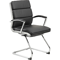 Boss Contemporary Executive Guest Chair In Caressoft Plus Black Seat Color - Vinyl Seat Material - Cantilever Base - Black - 1 Each (B9479BK)