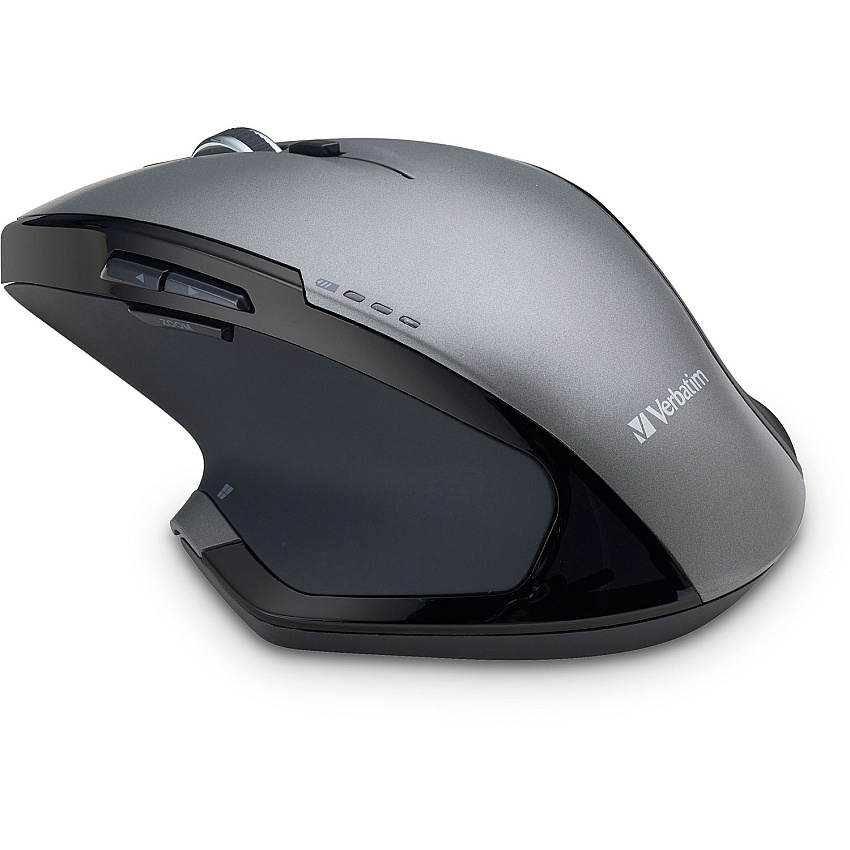 Verbatim Wireless Desktop 8-Button Deluxe Mouse Blue LED - Wireless - Radio Frequency - Graphite - USB - 1600 dpi - Scroll Wheel - 8 Button(s) - 1 Each (98622)