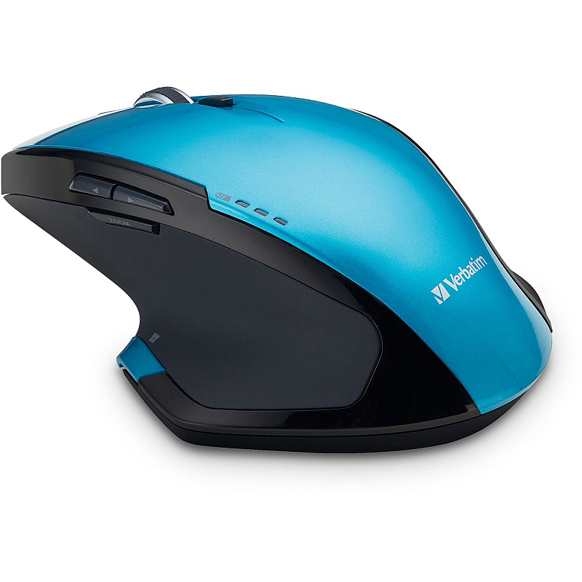 Verbatim Wireless Desktop 8-Button Deluxe Blue LED Mouse - Blue Blue LED/Optical - Wireless - Radio Frequency - Blue - 1 - USB - 1600 dpi - Scroll Wheel - 8 Button(s) (99019)