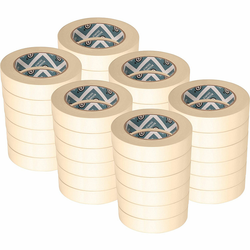 Business Source Utility-purpose Masking Tape 60 yd Length x 1" Width - 3" Core - Tan - Crepe Paper Backing - Pressure Sensitive - For General Purpose, Holding, Bundling, Sealing, Masking - 9/Pack - 4 / Carton (BSN16461CT)