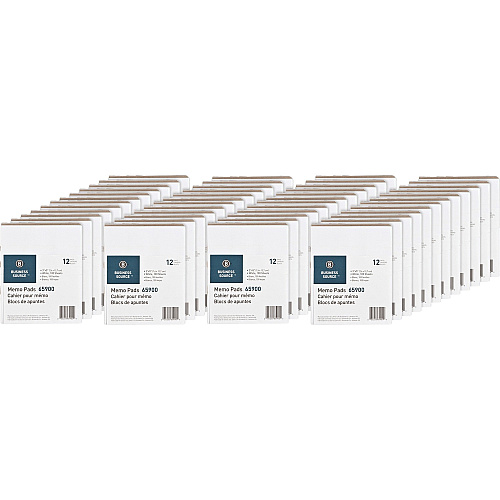 Business Source Plain Memo Pads 100 Sheets - Plain - Glued - Unruled Front Ruling - 15 lb Basis Weight - 3" x 5" Sheet Size - White Paper - Chipboard Backing - 1 Dozen/Pack - 36 / Carton (BSN65900CT)