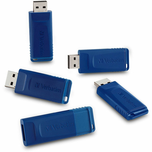 Verbatim Classic USB 2.0 Flash Drive, 8 GB, Blue, 5/Pack (99121)