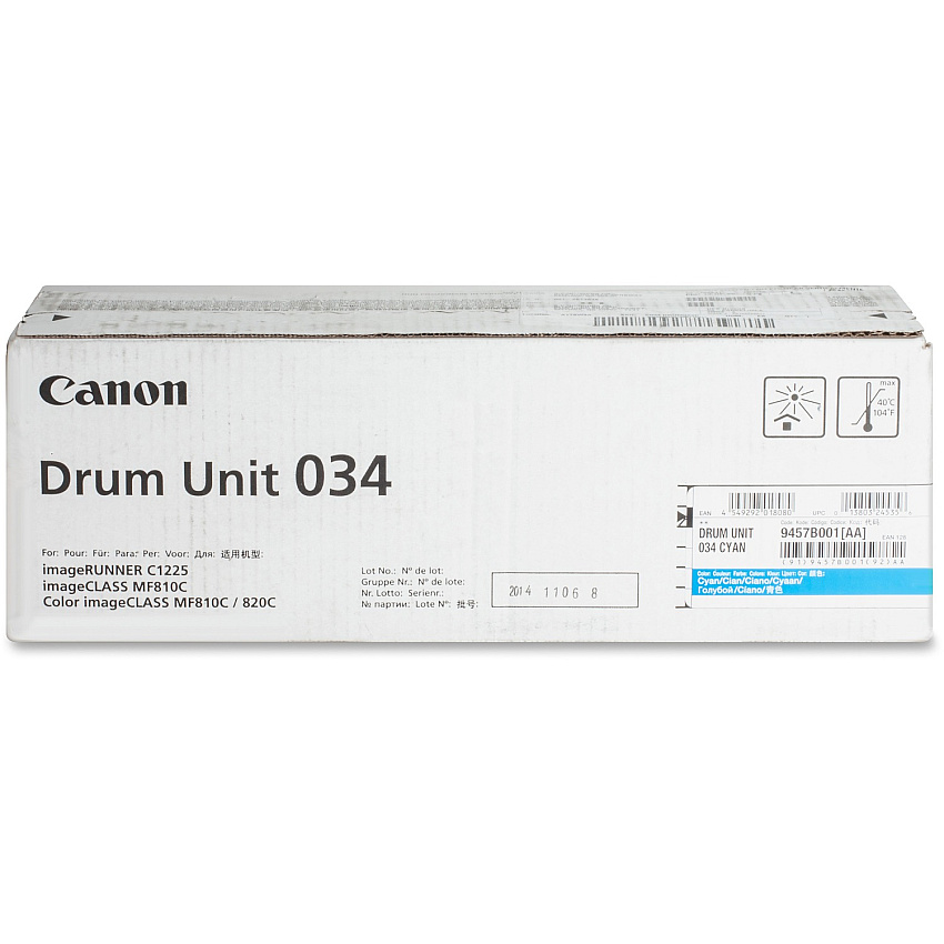 Canon DRUM034 Drum Unit Laser Print Technology - 34000 - Cyan - 1 Each (DRUM034C)