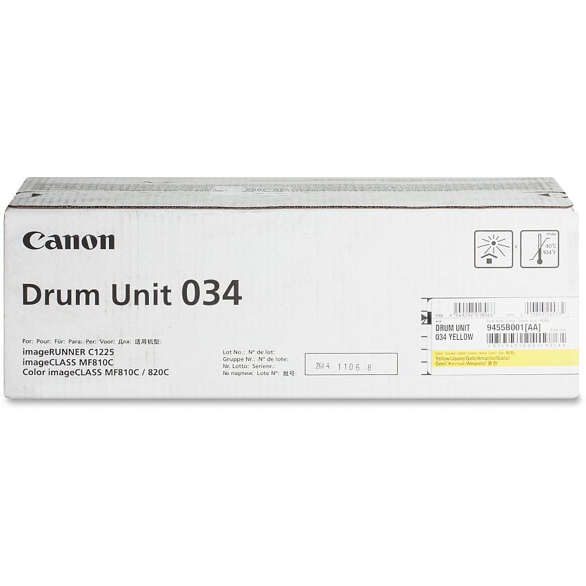 Canon DRUM034 Drum Unit Laser Print Technology - 35000 Pages - Yellow - 1 Each (DRUM034Y)