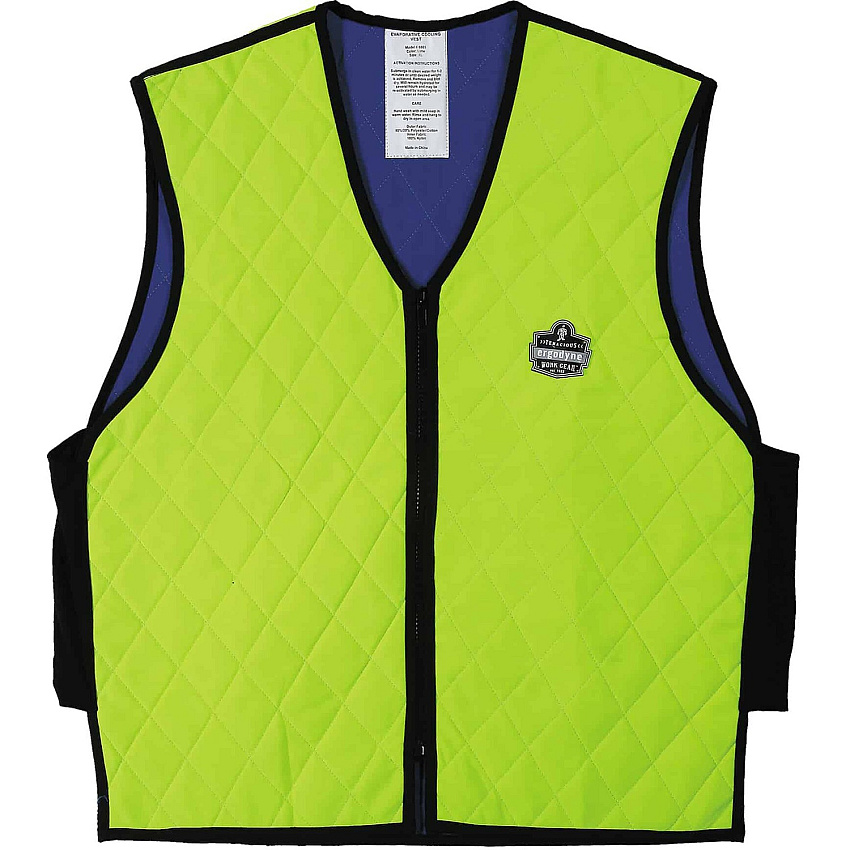 Ergodyne Chill-Its Evaporative Cooling Vest Extra Large - Polymer, Nylon - Lime - Comfortable, High Visibility, Ventilation, Stretchable, Water Repellent, Lightweight, Durable, Washable, Zipper Closure - 1 Each (12535)