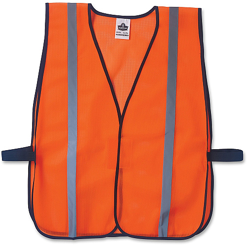 GloWear Orange Standard Vest Fabric - Orange - High Visibility, Comfortable, Machine Washable, Breathable, Hook & Loop Closure, Reflective - 1 Each (20030)